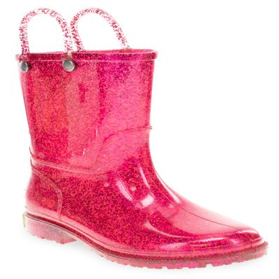 Western Chief Girl's Glitter Waterproof Rain Boot, Pink, 5 Toddler