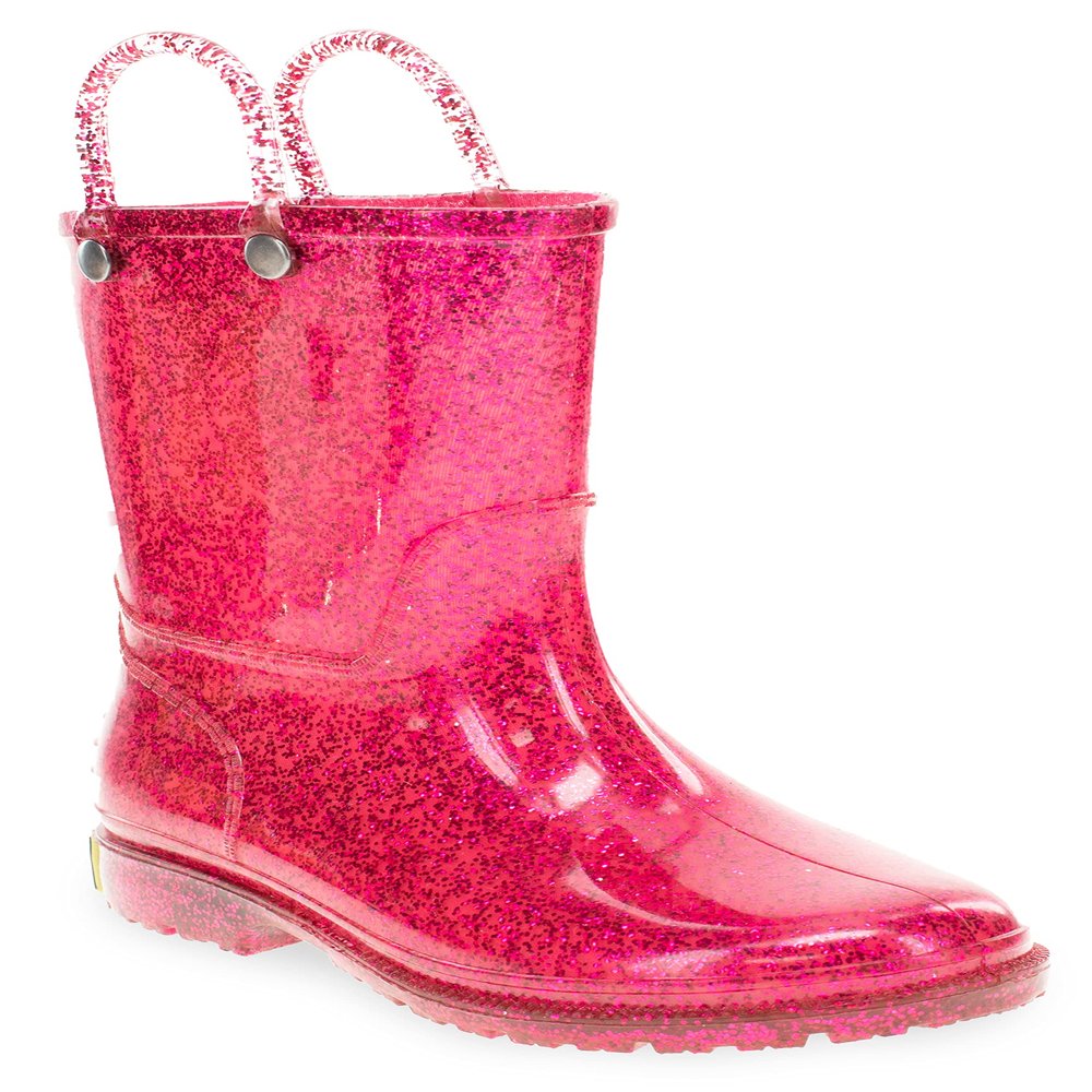 Western Chief Girl's Glitter Waterproof Rain Boot, Pink, 5 Toddler