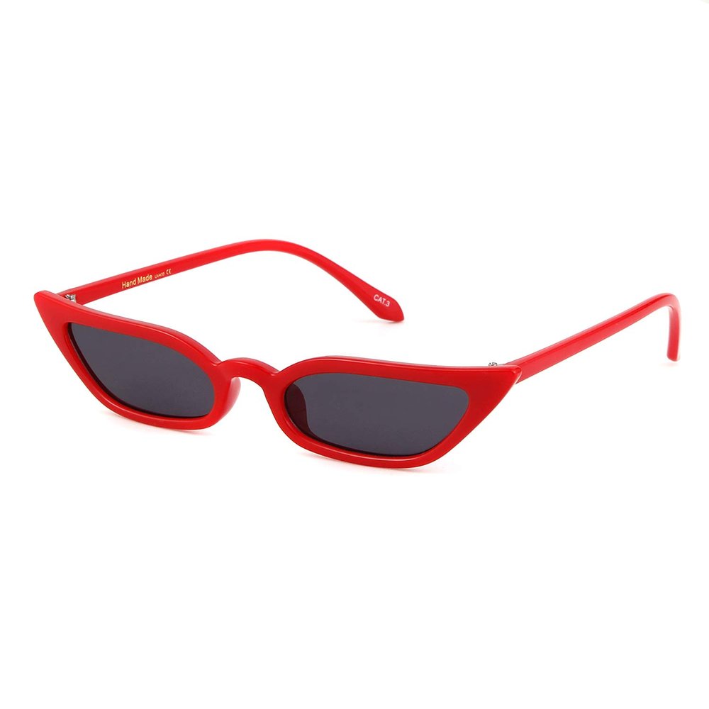 ADE WU Retro Cat eye Sunglasses for Women Cute Small Narrow Skinny Sexy 50s 60s Stylish Cateye Sun Glasses, Red/Grey