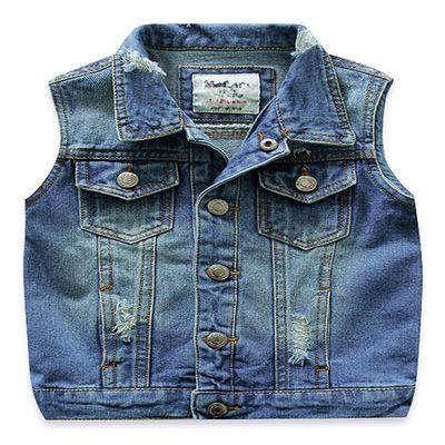 Abolai Little Boys Girls Spring Autumn Denim Vest Jacket Waistcoat Top Style2 Blue 110