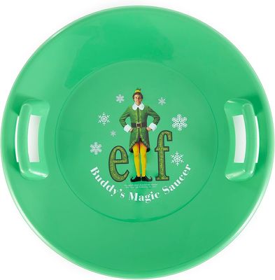 Slippery Racer Heavy-Duty Cold Resistant Downhill Pro Plastic Outdoor Winter Saucer Disc Snow Sled with Handles. (Buddy ELF-1 Pack)