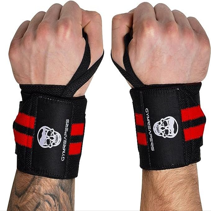 Gymreapers Weightlifting Wrist Wraps (IPF Approved) 18" Professional Quality Wrist Support with Heavy Duty Thumb Loop - Best Wrap for Powerlifting Competition, Strength Training, Bodybuilding(Red,18")