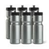 50 Strong Sports Water Bottles 6-Pack  Reusable 22 oz BPA-Free Plastic Bottles with Pull Top Cap  Made in USA  Top Rack Dishwasher Safe  Fits Most Bike Cages Brand - Silver view 1