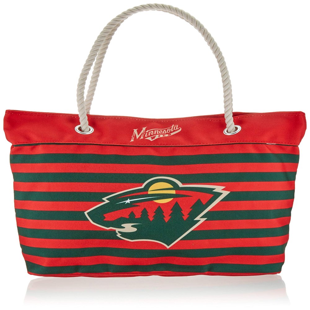 FOCO NHL Minnesota Wild Nautical Stripe Tote Bag