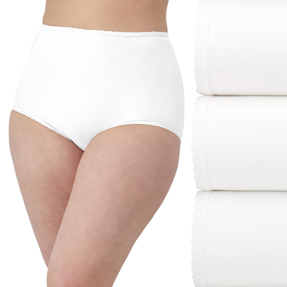 Bali Women's Brief Underwear, Skimp Skamp Brief Panties, Full Coverage, 3-Pack (Colors May Vary)