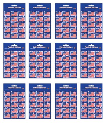 Beistle U S Flag Stickers 12 Piece, 4.75" x 7.5", Red/White/Blue