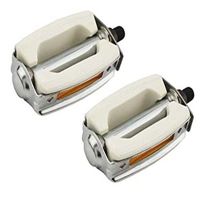Alta Bicycle Pedals Krate PVC Metal, Multiple Colors & Sizes. (White/Chrome, 1/2")