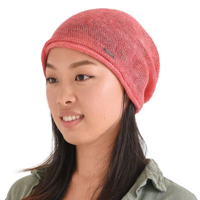 CHARM Linen Beanie Hat for Summer - Mens Slouchy Beanie Womens Baggy Knit Cap Cooling Hat Red
