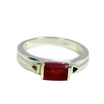 55Carat Real Indian Ruby Silver Ring Emerald Cut Birthstone Handmade Size 5,6,7,8,9,10,11,12 Bar Style