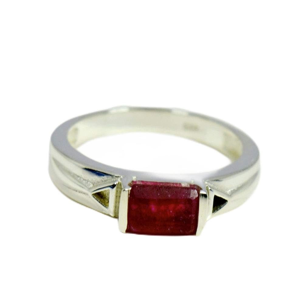 55Carat Real Indian Ruby Silver Ring Emerald Cut Birthstone Handmade Size 5,6,7,8,9,10,11,12 Bar Style