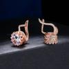 18K Rose/White Gold-Plated Round Cut Cubic Zirconia Stud Earrings For Women (Rose Gold) view 2