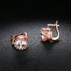 18K Rose/White Gold-Plated Round Cut Cubic Zirconia Stud Earrings For Women (Rose Gold) view 4