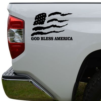 God Bless America USA Flag Die Cut Vinyl Decal Sticker For Car Truck Motorcycle Window Bumper Wall Decor Size- [10 inch/25 cm] Wide Color- Matte Black
