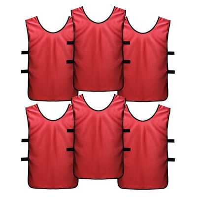 SportsRepublik Pinnies Practice Scrimmage Vests (6-Pack) - Last Longer and Look Cooler - Soccer,Red,S (Kids age 3-5)