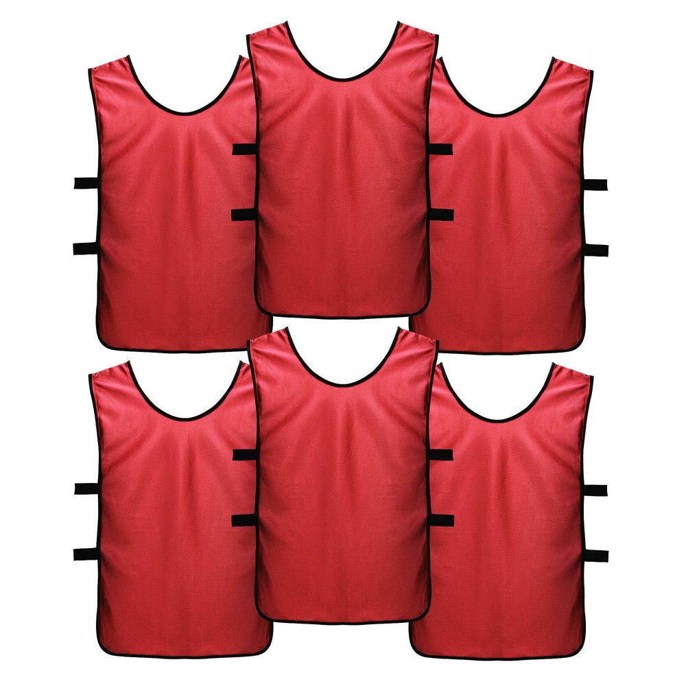 SportsRepublik Pinnies Practice Scrimmage Vests (6-Pack) - Last Longer and Look Cooler - Soccer,Red,S (Kids age 3-5)