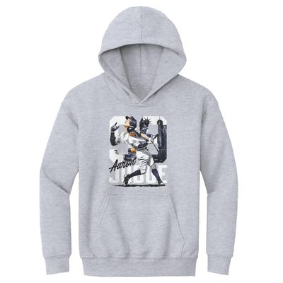 500 LEVEL Aaron Judge Youth Sweatshirt (Youth Hoodie, Large, Gray) - Aaron Judge Tribute W WHT