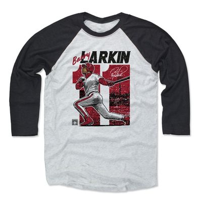 500 LEVEL Barry Larkin 3/4 Sleeve T-Shirt (Baseball Tee, XXX-Large, Black/Ash) - Barry Larkin Vintage R