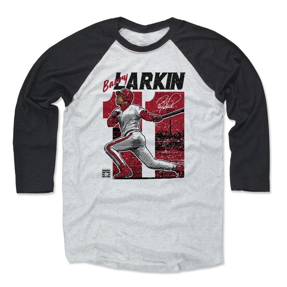 500 LEVEL Barry Larkin 3/4 Sleeve T-Shirt (Baseball Tee, XXX-Large, Black/Ash) - Barry Larkin Vintage R