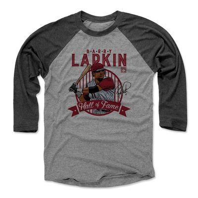 500 LEVEL Barry Larkin 3/4 Sleeve T-Shirt (Baseball Tee, XXX-Large, Black/Heather Gray) - Barry Larkin Fame R