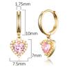 14k Gold Plated Brass Pink Heart Plain Huggy Baby Girls Hoop Earrings view 2