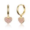 14k Gold Plated Brass Pink Heart Plain Huggy Baby Girls Hoop Earrings view 1