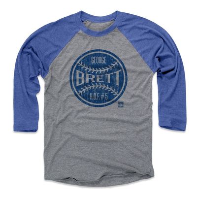 500 LEVEL George Brett 3/4 Sleeve T-Shirt (Baseball Tee, X-Large, Royal/Heather Gray) - George Brett Ball B