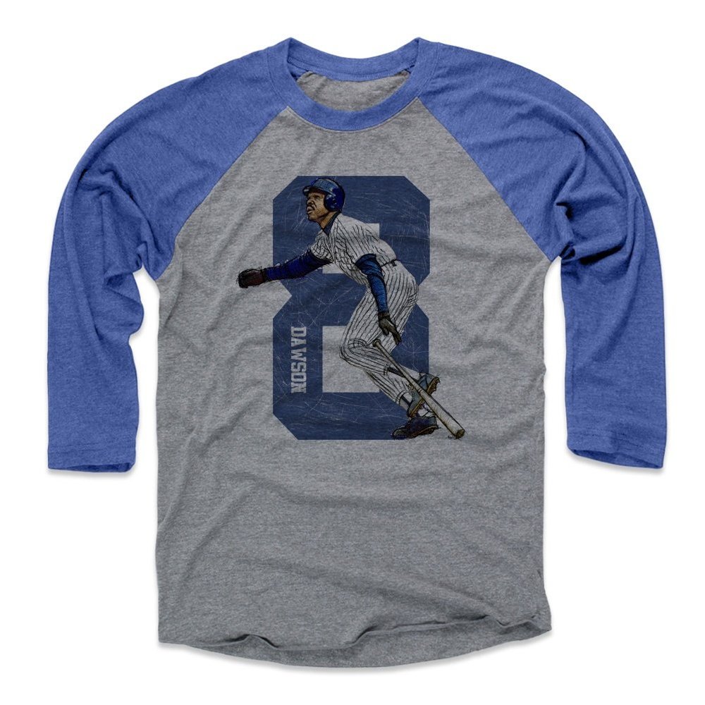 500 LEVEL Andre Dawson Tee Shirt (Baseball Tee, XXX-Large, Royal/Heather Gray) - Andre Dawson Sketch 8 B
