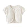 CHENXIN Girls Shrug Knit Short Sleeve Lace Bolero Cardigan Shrug (Ivory 2, 8-9T) view 1