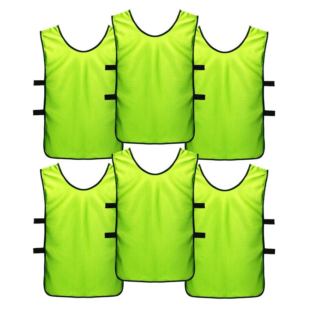 SportsRepublik Pinnies Practice Scrimmage Vests (6-Pack) - Last Longer and Look Cooler - Soccer,Neon Yellow,L (Adult age 12+)