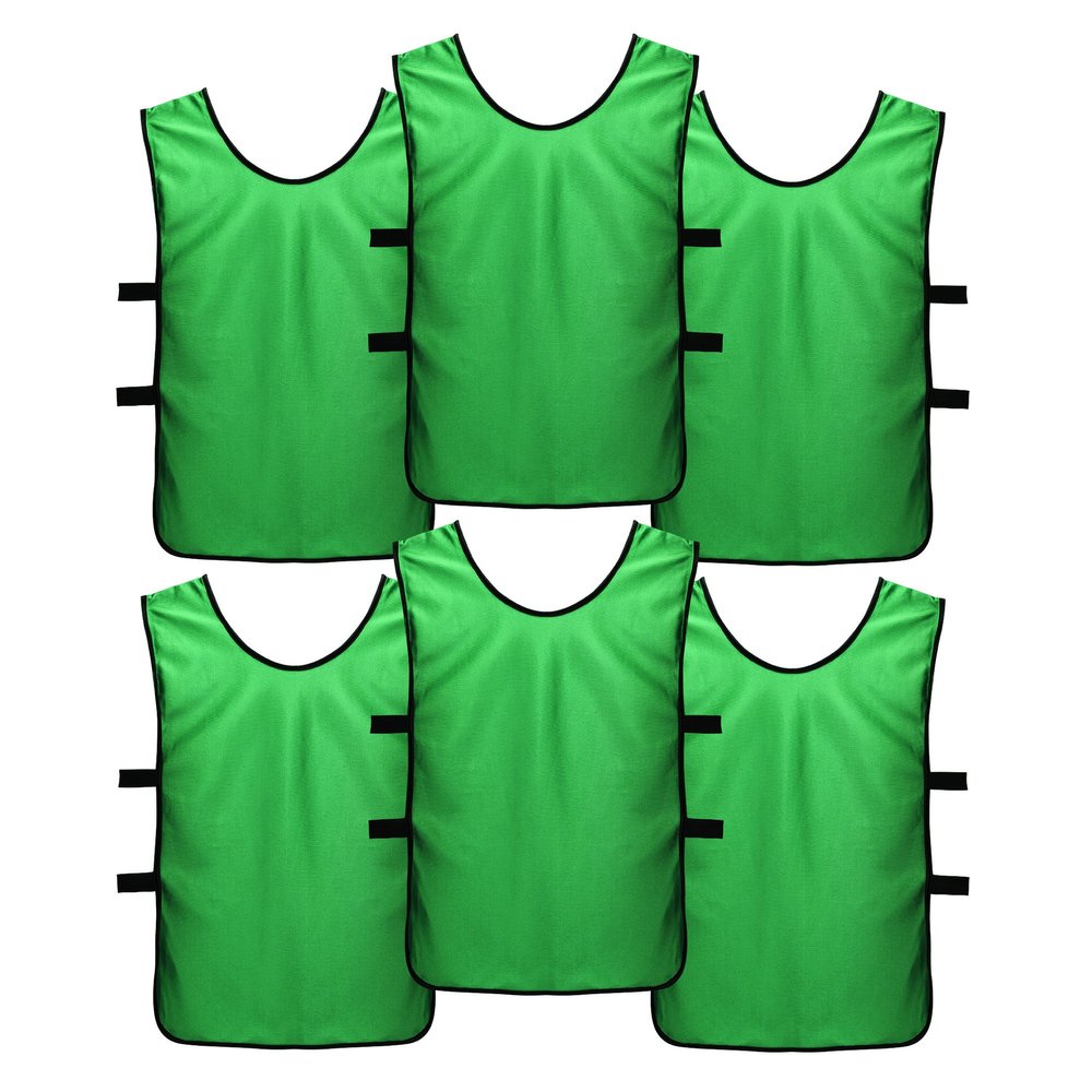 SportsRepublik Pinnies Practice Scrimmage Vests (6-Pack) - Last Longer and Look Cooler - Soccer,Green,L (Adult age 12+)