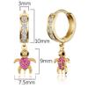 14k Gold Plated Brass Red Turtle Channel Cz Huggy Baby Girls Hoop Earrings view 2
