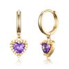 14k Gold Plated Brass Purple Heart Plain Huggy Baby Girls Hoop Earrings view 1