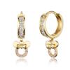 14k Gold Plated Brass Pink Mouse Channel Cz Huggy Baby Girls Hoop Earrings view 1