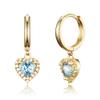 14k Gold Plated Brass Light Blue Heart Plain Huggy Baby Girls Hoop Earrings view 1