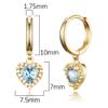 14k Gold Plated Brass Light Blue Heart Plain Huggy Baby Girls Hoop Earrings view 2