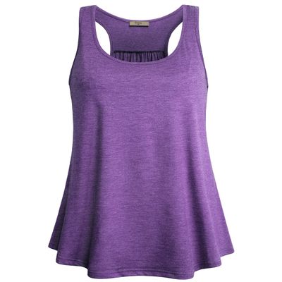 Cestyle Fitness Tank Top, Girls Summer Round Neck Racker Back Cruise Tunic Tanks Sleeveless Funny Leggings Shirts Lounge Clothes Purple Small