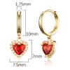 14k Gold Plated Brass Dark Red Heart Plain Huggy Baby Girls Hoop Earrings view 2