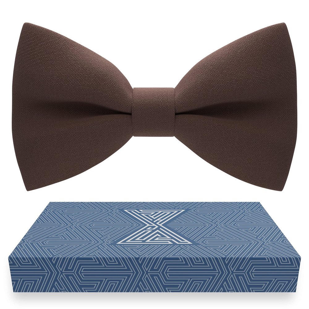 Bow Tie House Boys Classic Pre-Tied Bow Tie Formal Solid Tuxedo (Medium, Pecan Brown)