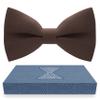 Bow Tie House Boys Classic Pre-Tied Bow Tie Formal Solid Tuxedo (Medium, Pecan Brown) view 1