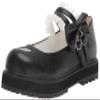 Lorie & Knight Japanese Sweet Lolita Heart Shaped Maid Cosplay Platform Mary Jane Flat Shoes Black view 1