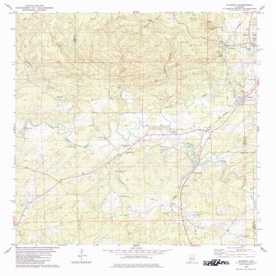 YellowMaps Aldrich AL topo map, 1:24000 Scale, 7.5 X 7.5 Minute, Historical, 1979, Updated 1984, 27.1 x 22 in - Tyvek