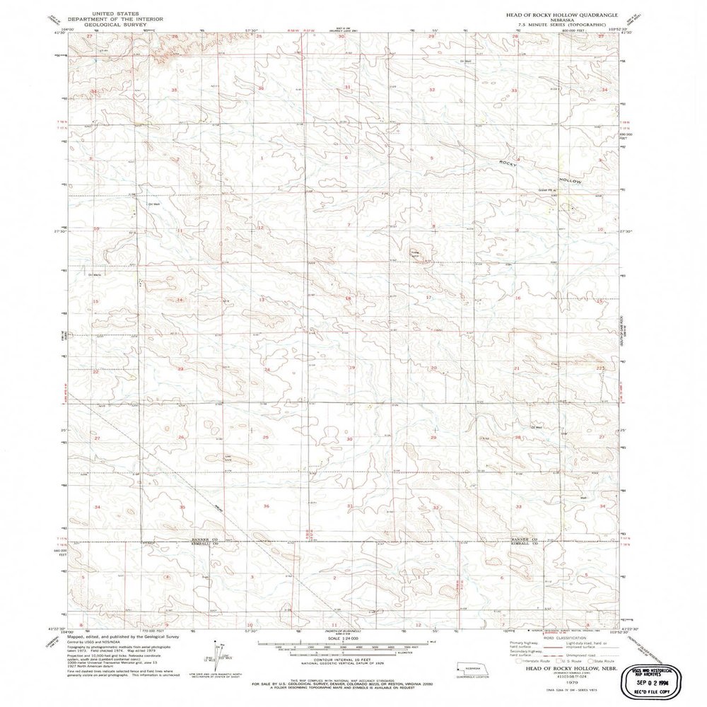 Head of Rocky Hollow NE topo map, 1:24000 Scale, 7.5 X 7.5 Minute, Historical, 1979, Updated 1993, 27 x 22 in - Tyvek