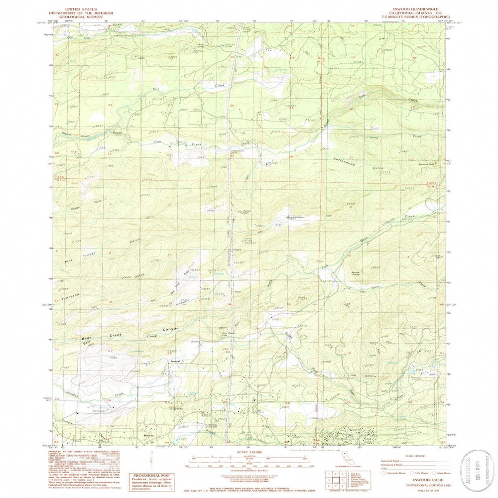 YellowMaps Inwood CA topo map, 1:24000 Scale, 7.5 X 7.5 Minute, Historical, 1985, Updated 1986, 26.7 x 21.9 in - Tyvek