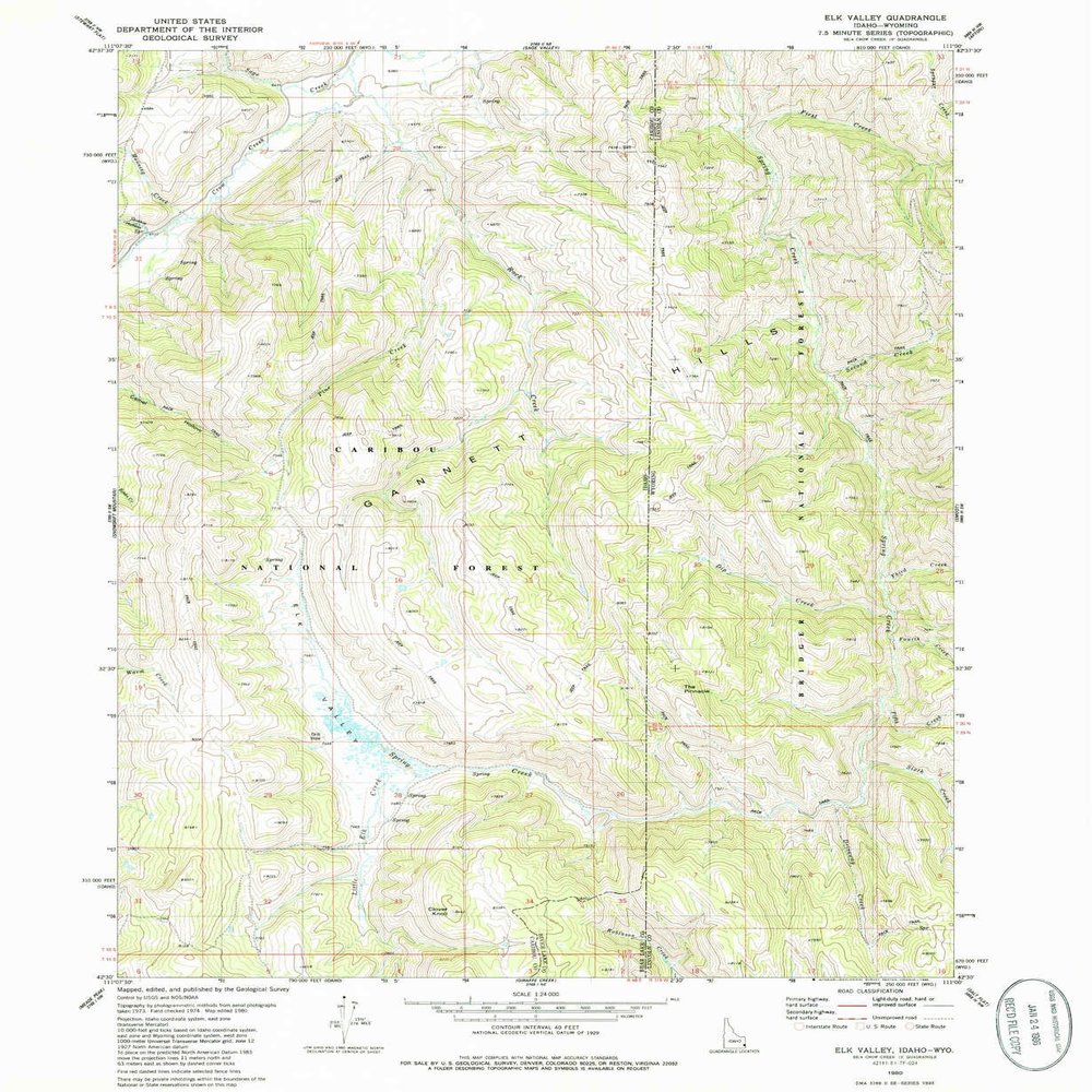 YellowMaps Elk Valley ID topo map, 1:24000 Scale, 7.5 X 7.5 Minute, Historical, 1980, Updated 1986, 26.8 x 22 in - Tyvek