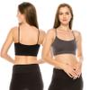 Kurve American Made Basic Crop Tank Top Bra Cami, UV Protective Fabric UPF 50+ (Made with Love in The USA), Black-Charcoal, Medium/Large view 2