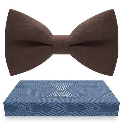 Bow Tie House Men's Classic Pre-Tied Bow Tie Formal Solid Tuxedo (Large, Pecan Brown)
