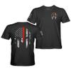 Thin Red Line Spartan Firefighter USA Flag Men's T Shirt (Black Shirt, L) view 1