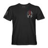 Thin Red Line Spartan Firefighter USA Flag Men's T Shirt (Black Shirt, L) view 2