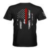 Thin Red Line Spartan Firefighter USA Flag Men's T Shirt (Black Shirt, L) view 3