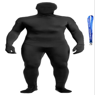 Full Bodysuit With Zipper Helper Unisex Spandex Stretch Adult Costume Zentai Disappearing Man Body Suit (Large, Black)